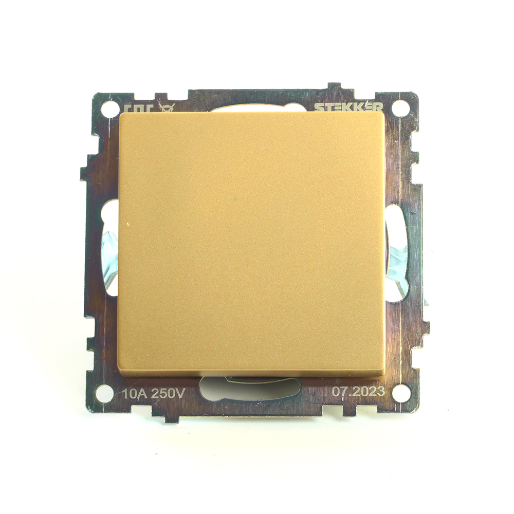 Выключатель 1-клавишный (механизм) STEKKER, GLS10-7103-08, 250В, 10А, серия Катрин, золото