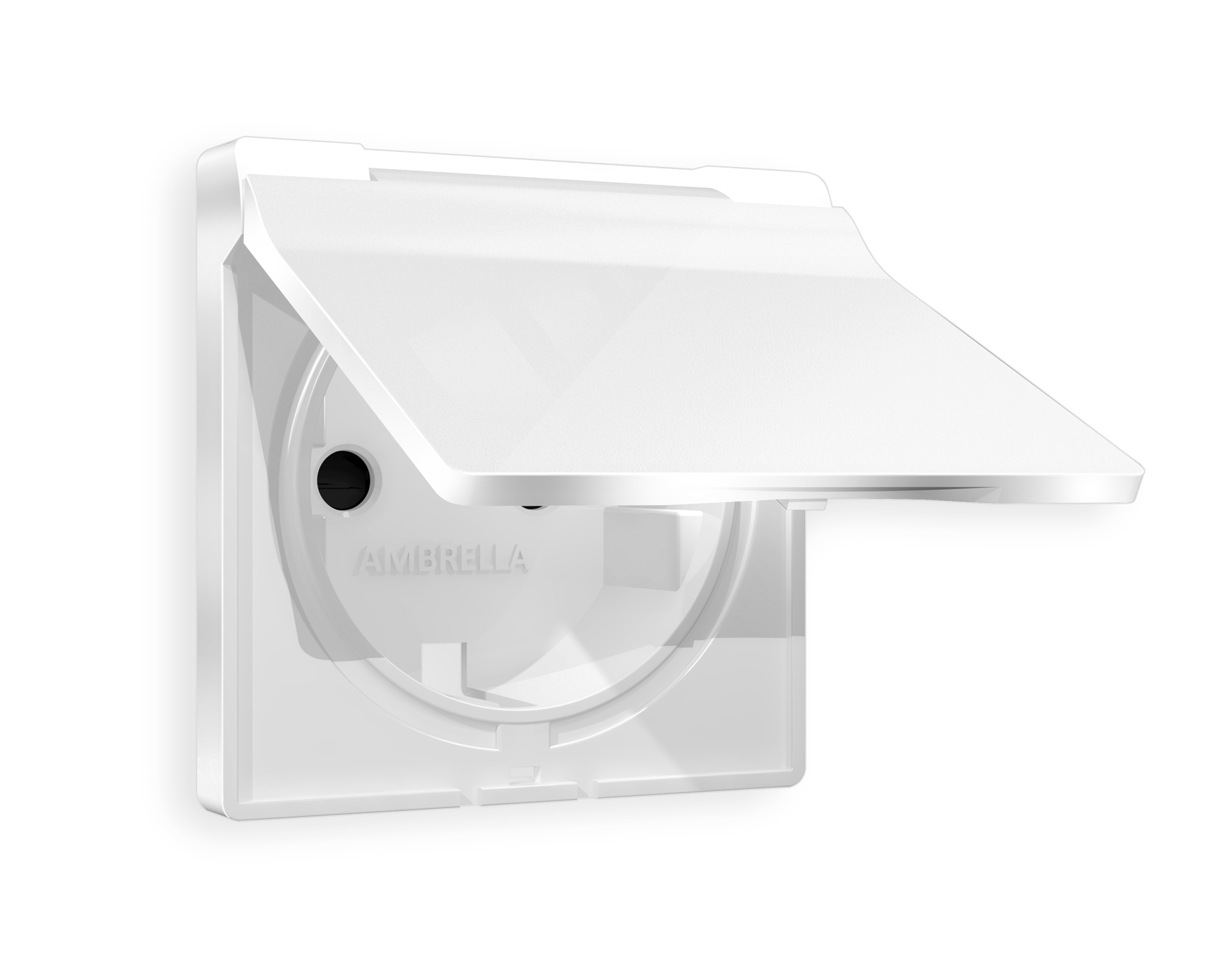 AP1080 Лицевая панель ALFA (Белый глянец) для электрической розетки с/з со шторками и крышкой IP44 QUANT