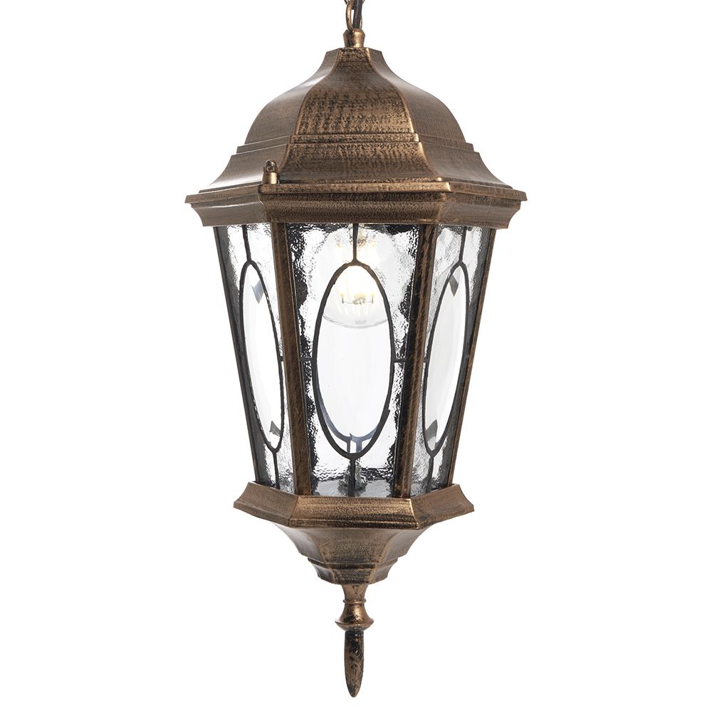 Светильник садово-парковый Feron PL164 шестигранный на цепочке 60W E27 230V, черное золото