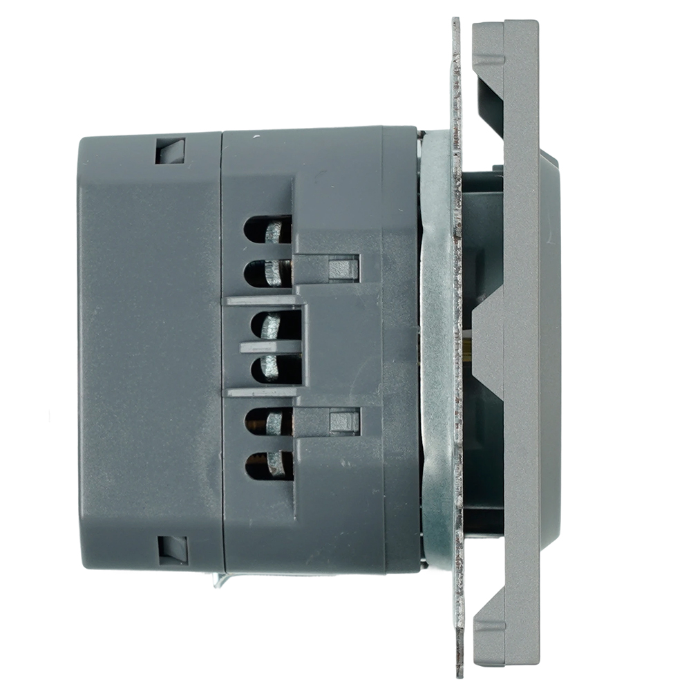 Розетка 1-местная з/ш с/з 16А + USB + Type C (механизм), Stekker, 250В, 20W, серия Эмили, платиново-серый, soft-touch, RST16-5119-10