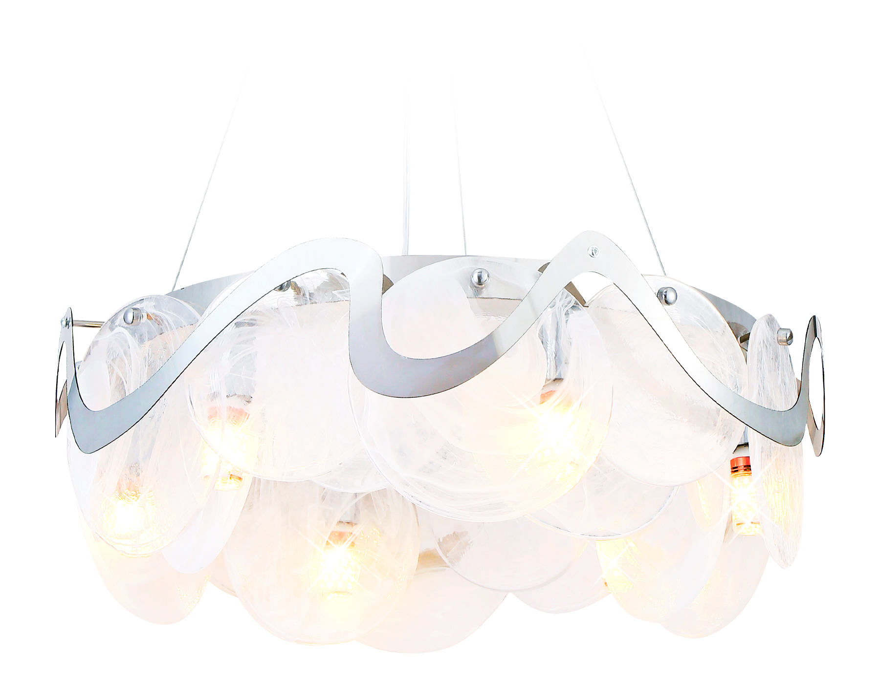 Подвесная люстра с хрусталем Ambrella TR5325/6 CH/CL/FR хром/прозрачный/белый матовый E14/6 max 40W D600*980