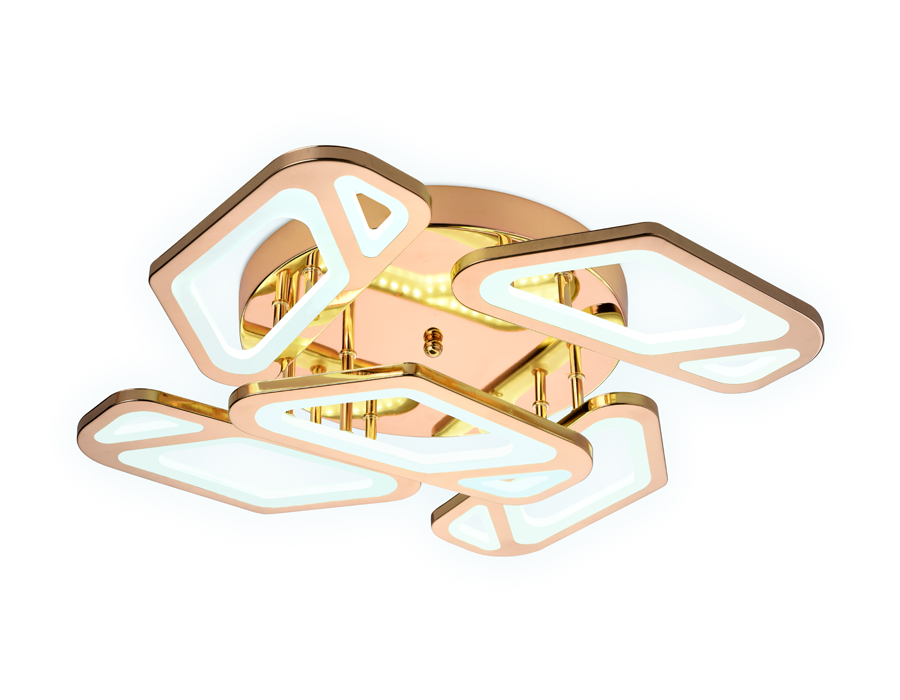 Потолочный светодиодный светильник с пультом Ambrella FA589/5 GD золото 113W 590*590*120 (ПДУ РАДИО 2.4G)