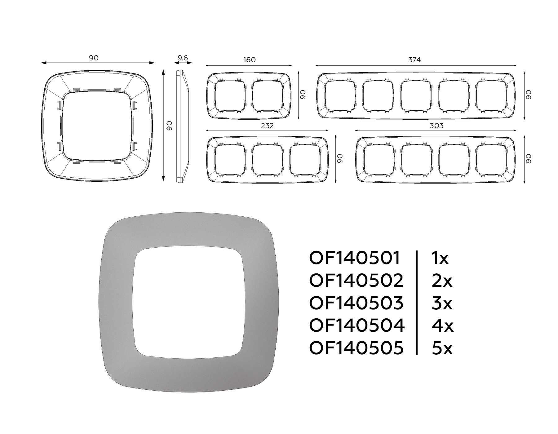 OF140505 Рамка OMEGA Ecta (Сталь матовый) 5-ая