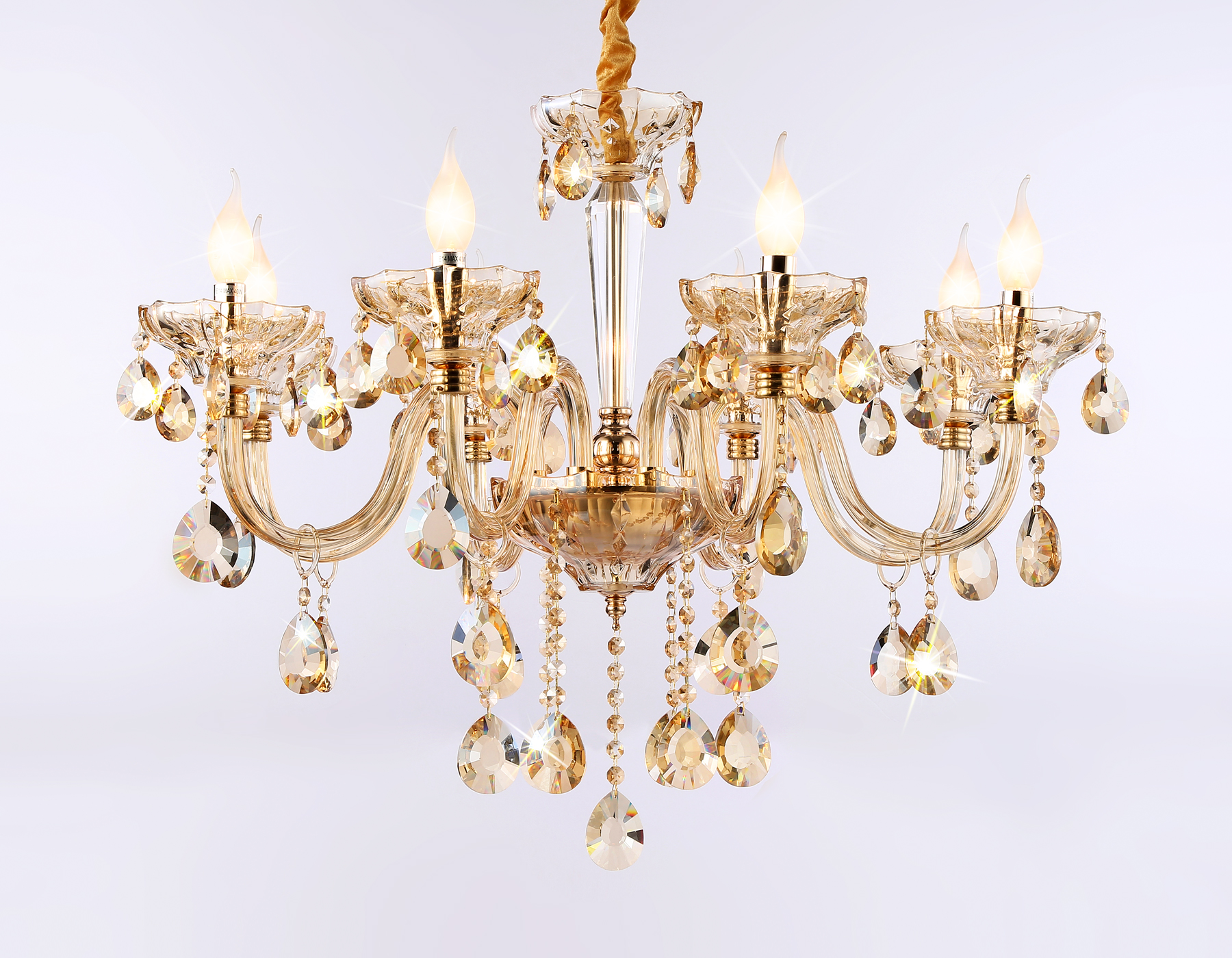 Подвесная люстра TR4907/8 GD/TI золото/янтарь E14/8 max 40W D760*639