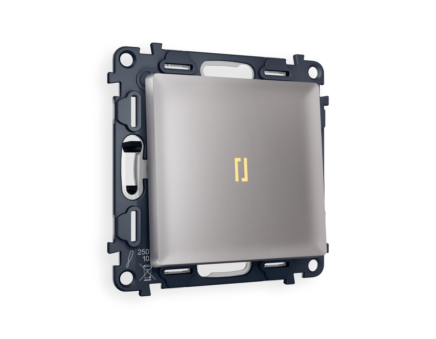 MA502010 Комплект механизма 1-кл выключателя с подсветкой 3200K ALFA Сталь матовый QUANT (AP5020, VM101, G11Y)