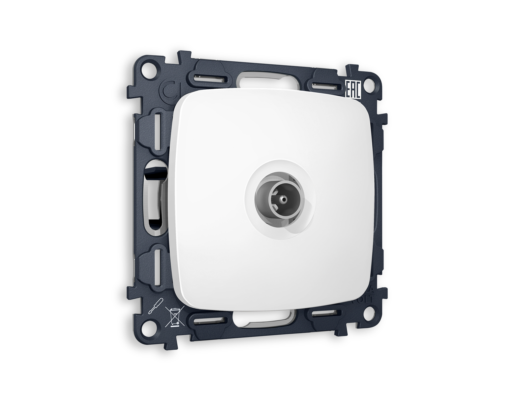 MO133010 Комплект механизма TV розетки оконечной OMEGA Белый матовый 50-870 MHz 1dB QUANT (OP1330, VM202)