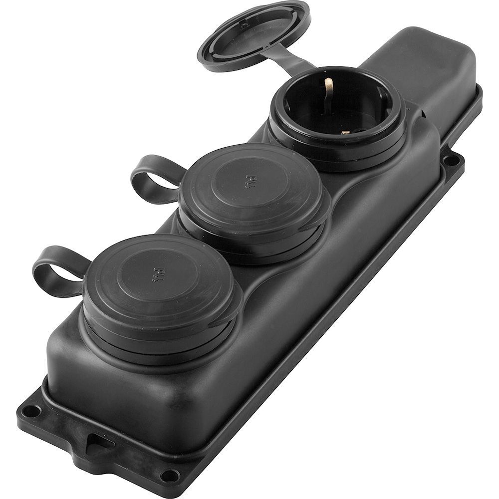 Розетка переносная STEKKER RST16-23-44 трехместная штепсельная с/з 230В, 16А, IP44 (РП 16-334) 32739