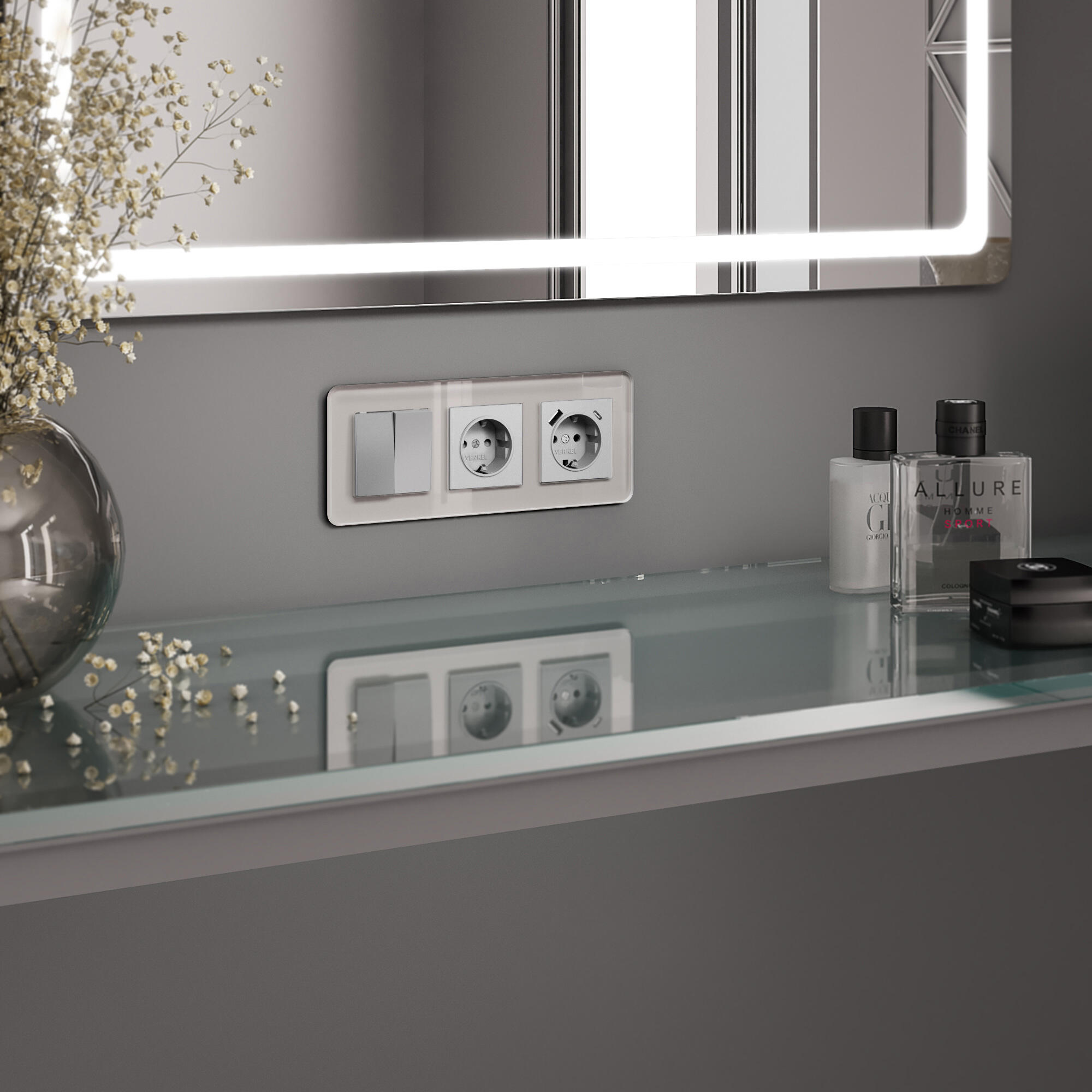 Рамка WERKEL на 3 поста Elite (дымчатый, стекло) W0032417