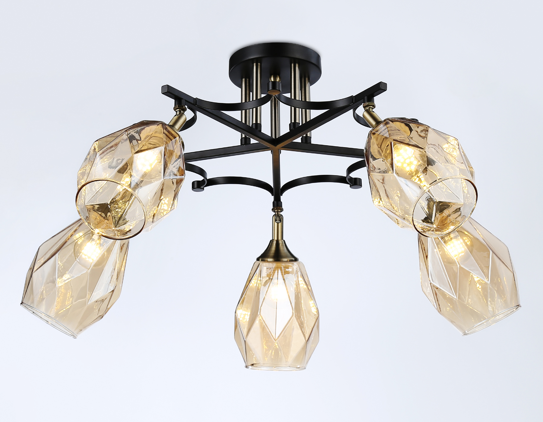 Светильник подвесной Ambrella TR303035/5 SB/BK/TI бронза/черный/янтарь E27/5 max 40W D730*280