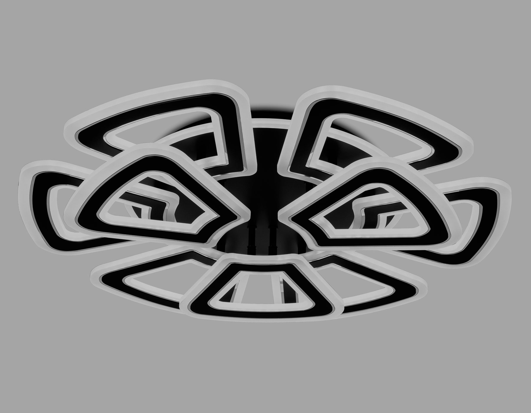 Потолочный светильник Ambrella FA8893/6+3 BK/CH черный/хром 210W 3000K/4200K/6400K 650*640*130 (ПДУ РАДИО 2.4G)