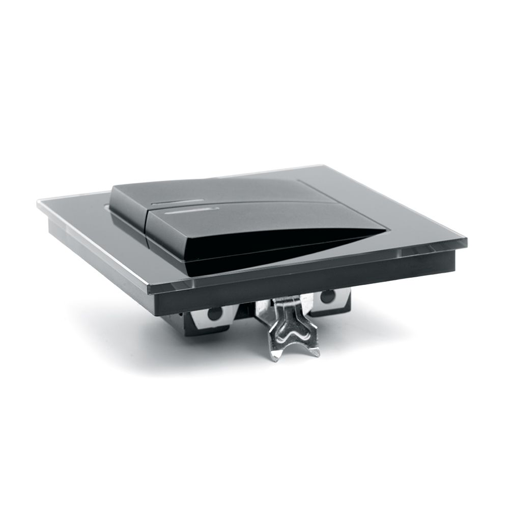 Выключатель 2-клавишный c индикатором STEKKER GLS10-7002-05, 250В, 10А, серия Катрин, черный