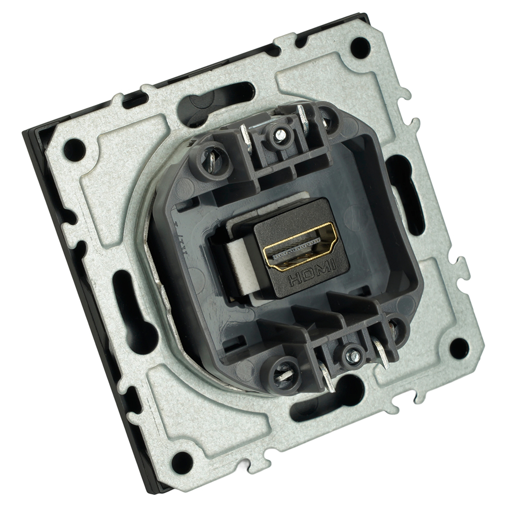 Розетка HDMI 2.0 Type A (механизм), серия Эмили, STEKKER, RST00-5118-05, черный уголь, soft touch