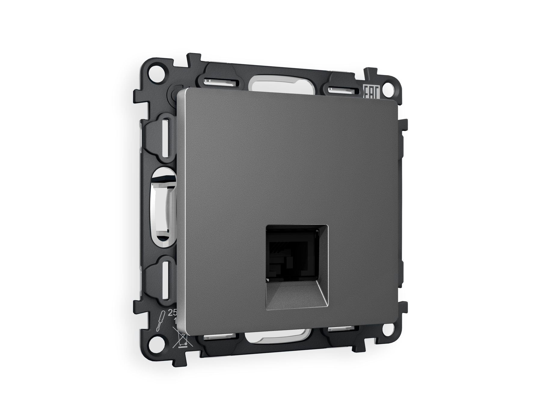 MA662030 Комплект механизма телефонной розетки ALFA Антрацит серый RJ-11(4P4C) с шторкой QUANT (AP6620, VM190)