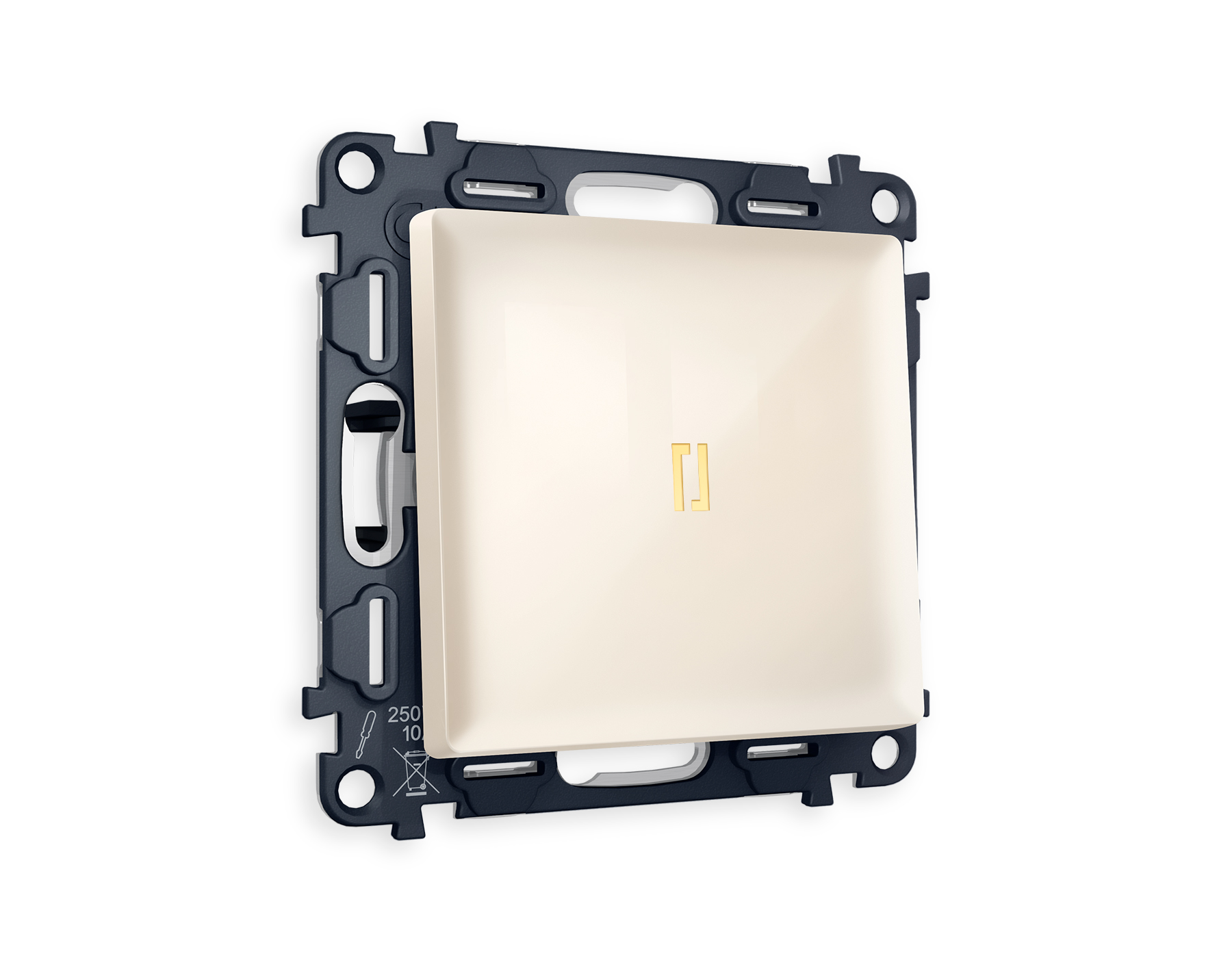 MA302010 Комплект механизма 1-кл выключателя с подсветкой 3200K ALFA Бежевый глянец QUANT (AP3020, VM101, G11Y)