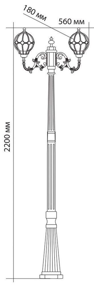 Светильник садово-парковый Feron PL3708 круглый, столб  2*60W 230V E27, черное золото Светильник садово-парковый Feron PL3708 круглый, столб  2*60W 230V E27, черное золото