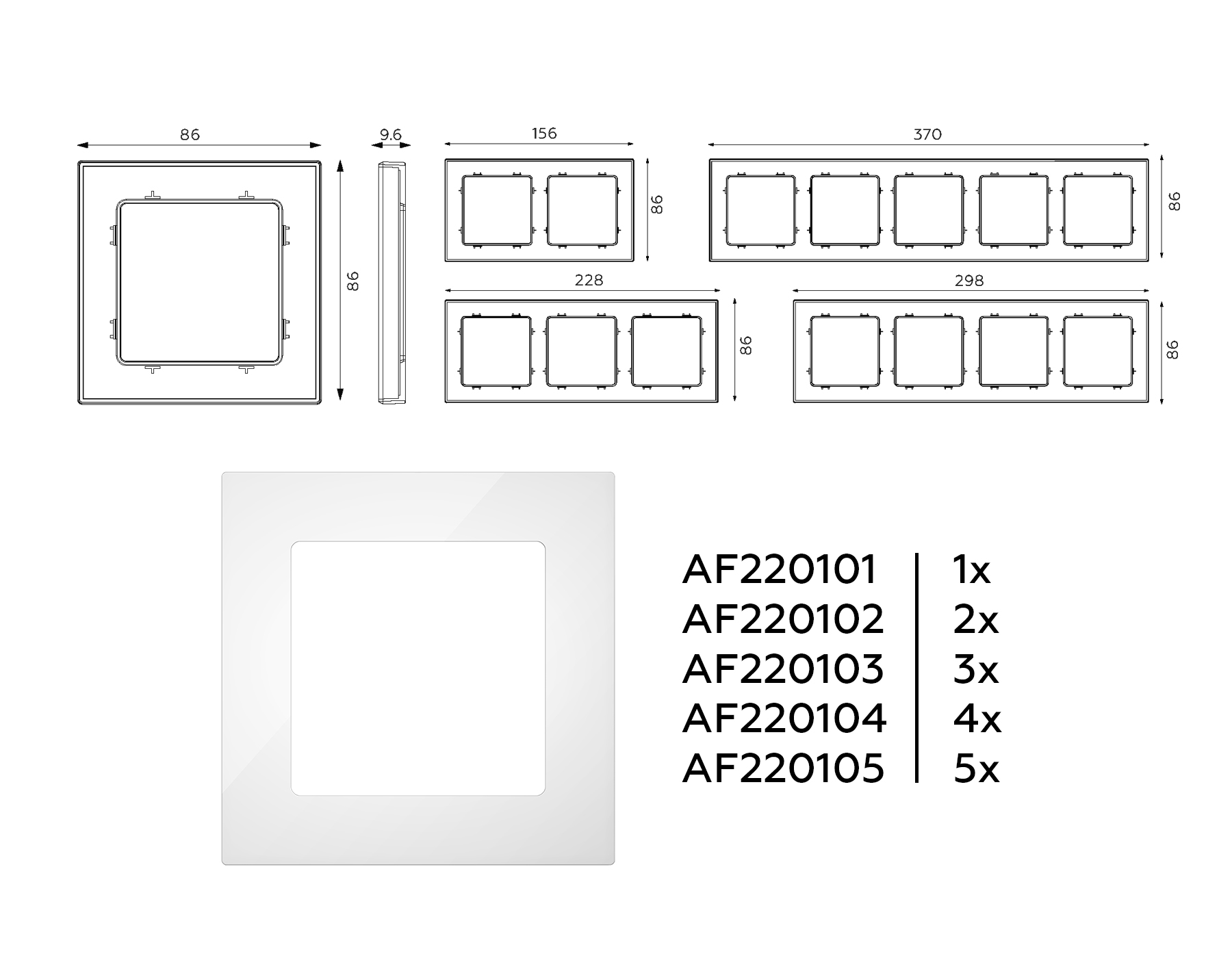 AF220105 Рамка ALFA Techno (Белый глянец) 5-ая