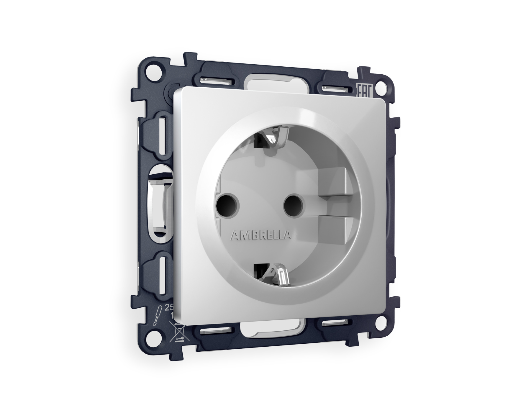 MA407010 Комплект механизма электрической розетки ALFA Серебро глянец с/з с шторками QUANT (AP4070, VM141)