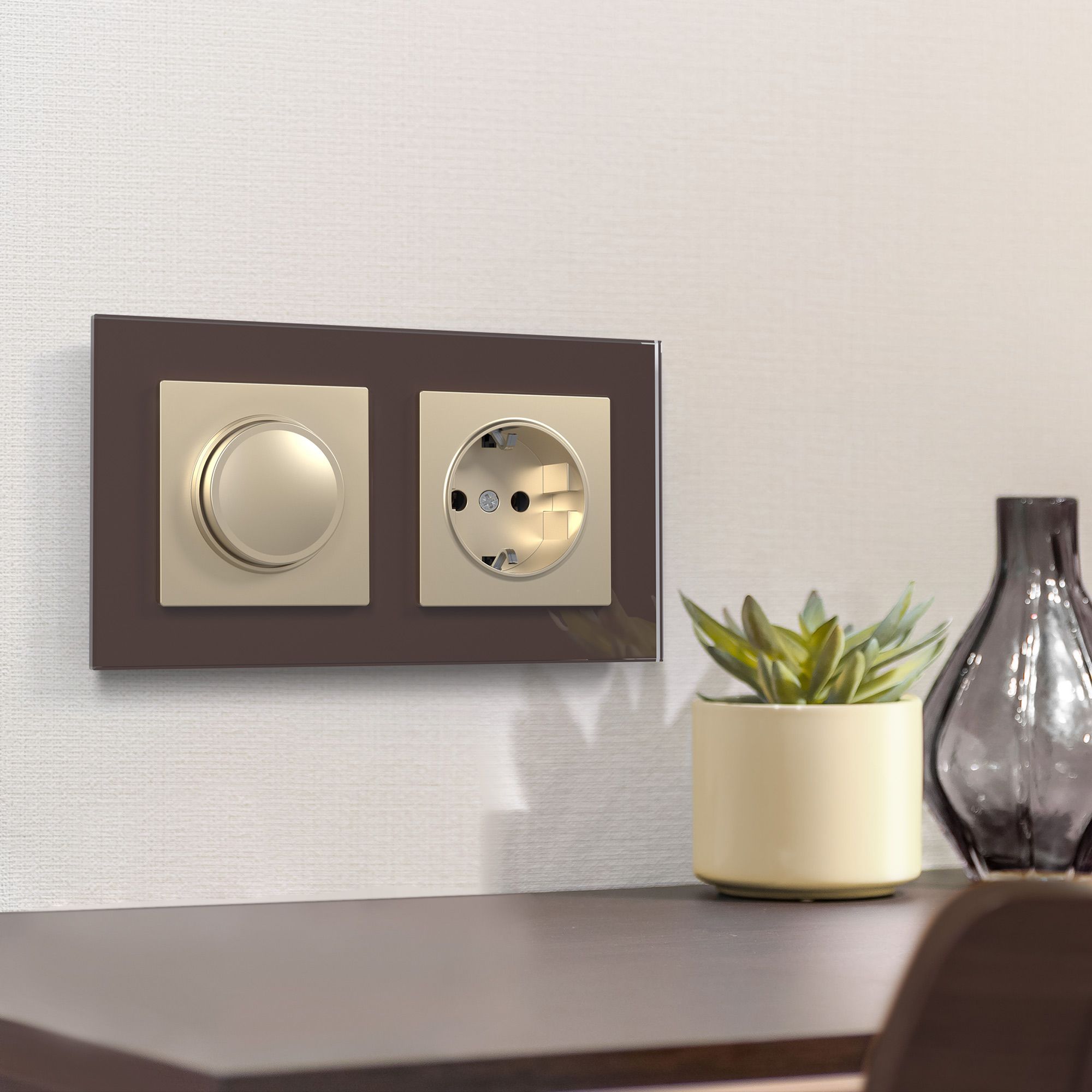 Рамка WERKEL Favorit на 2 поста (мокко, стекло) WL01-Frame-02 / W0021118 / a031793