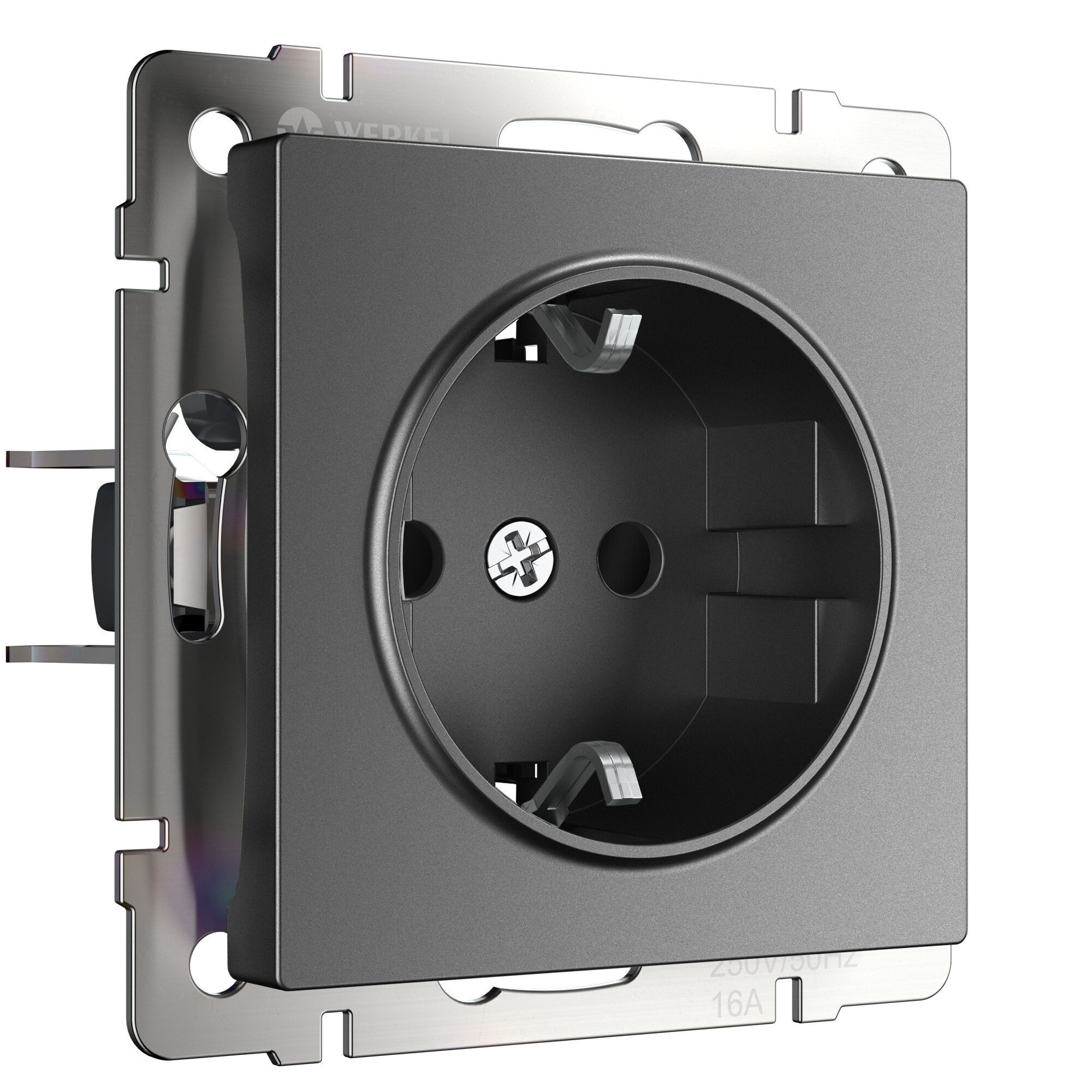 Розетка с заземлением и шторками Werkel (графит матовый) W1171164