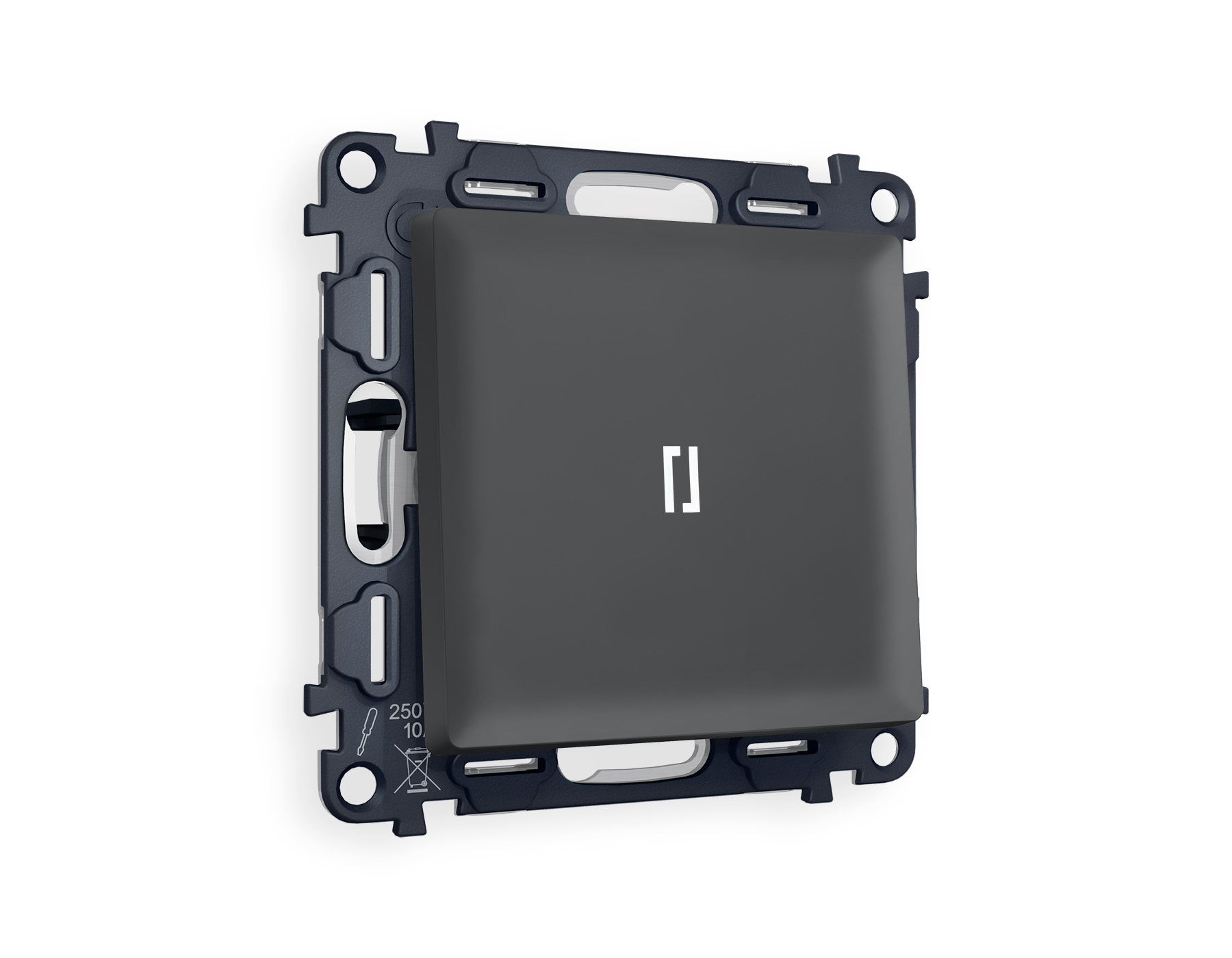 MA902015 Комплект механизма 1-кл выключателя с подсветкой 5600K ALFA Графит мягкое касание QUANT (AP9020, VM101, G14W)