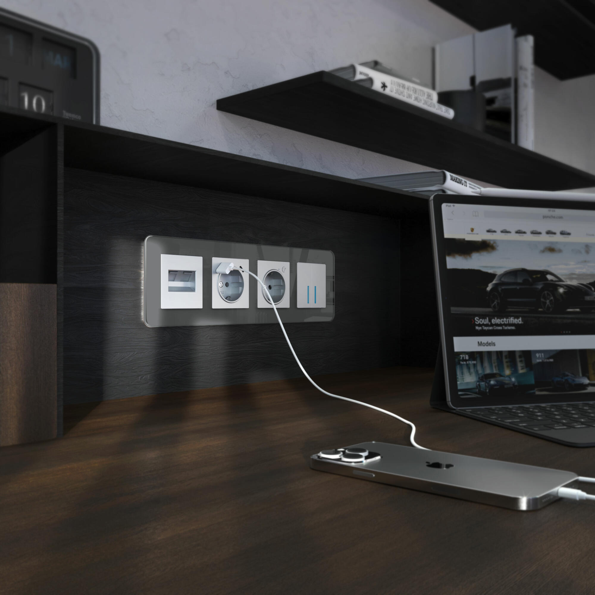 Рамка WERKEL на 4 поста Elite (графит, стекло) W0042440