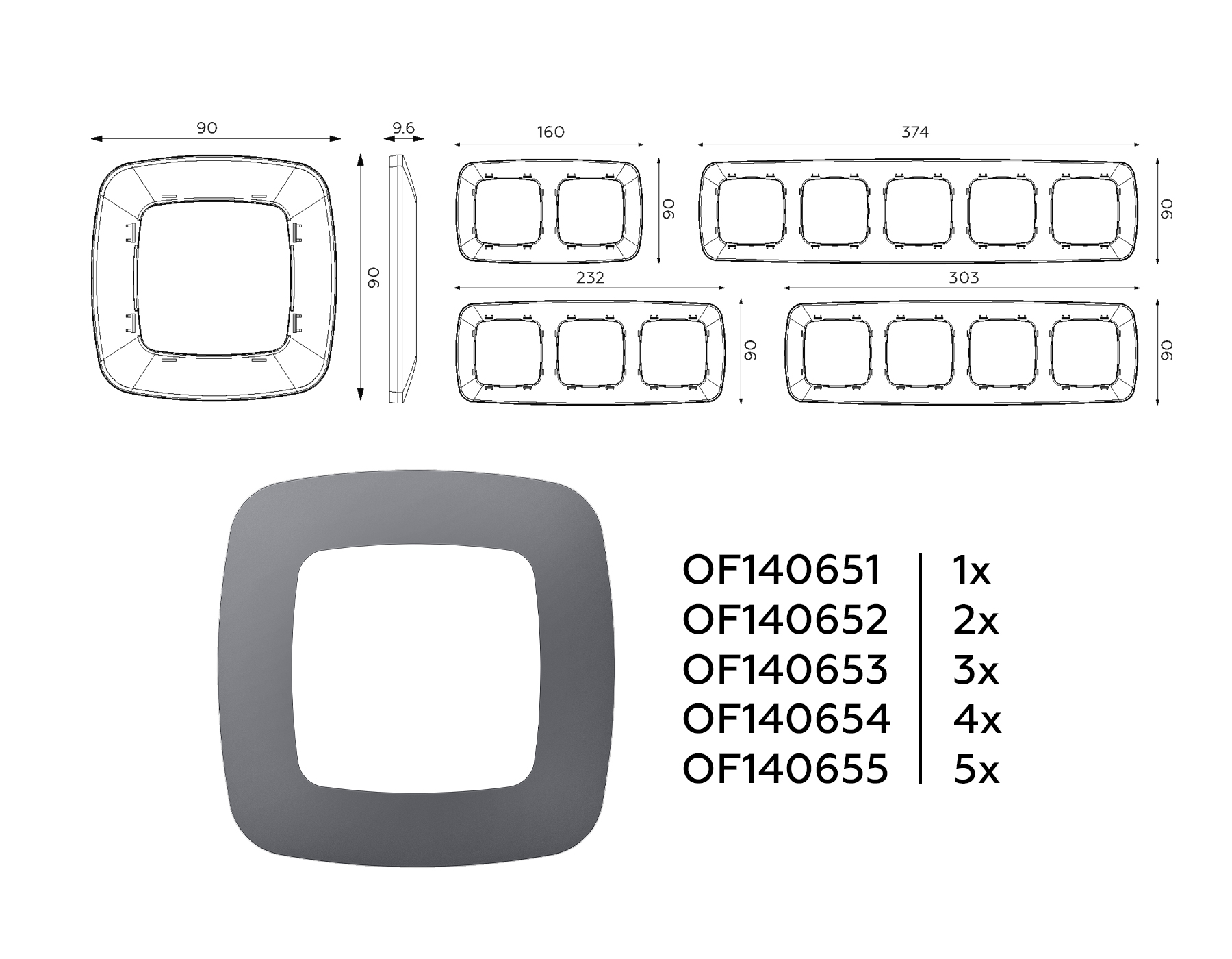 OF140653 Рамка OMEGA Ecta (Антрацит серый) 3-ая