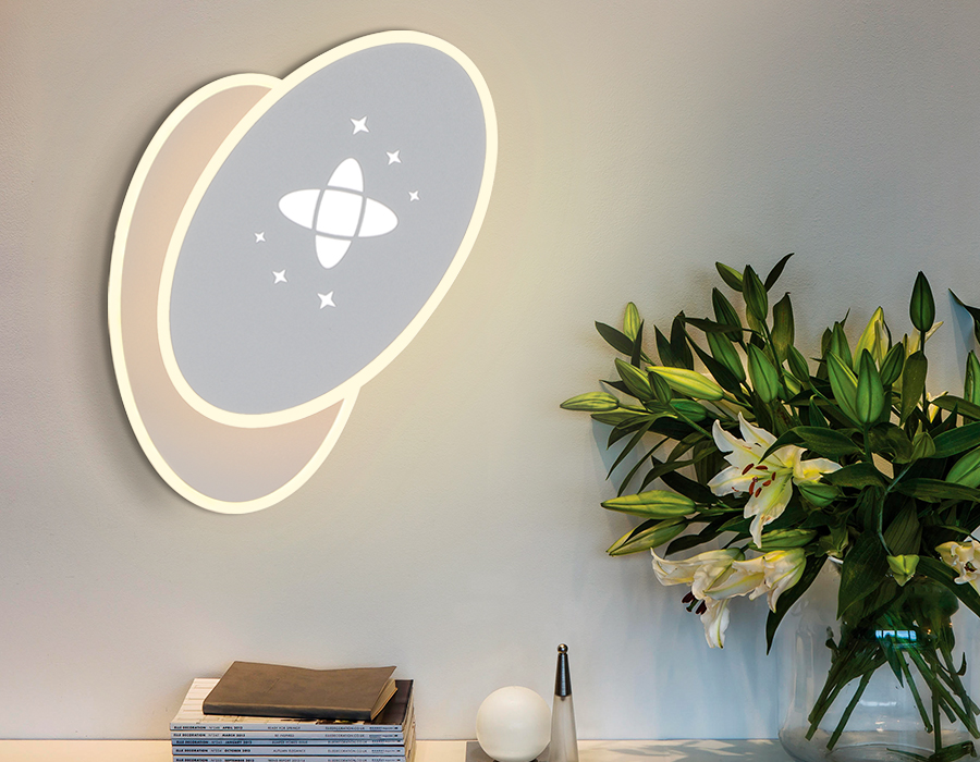 Настенный светодиодный светильник с выключателем Ambrella FW109 SGR серый песок LED 3000K+6400K 20W 230*140*50