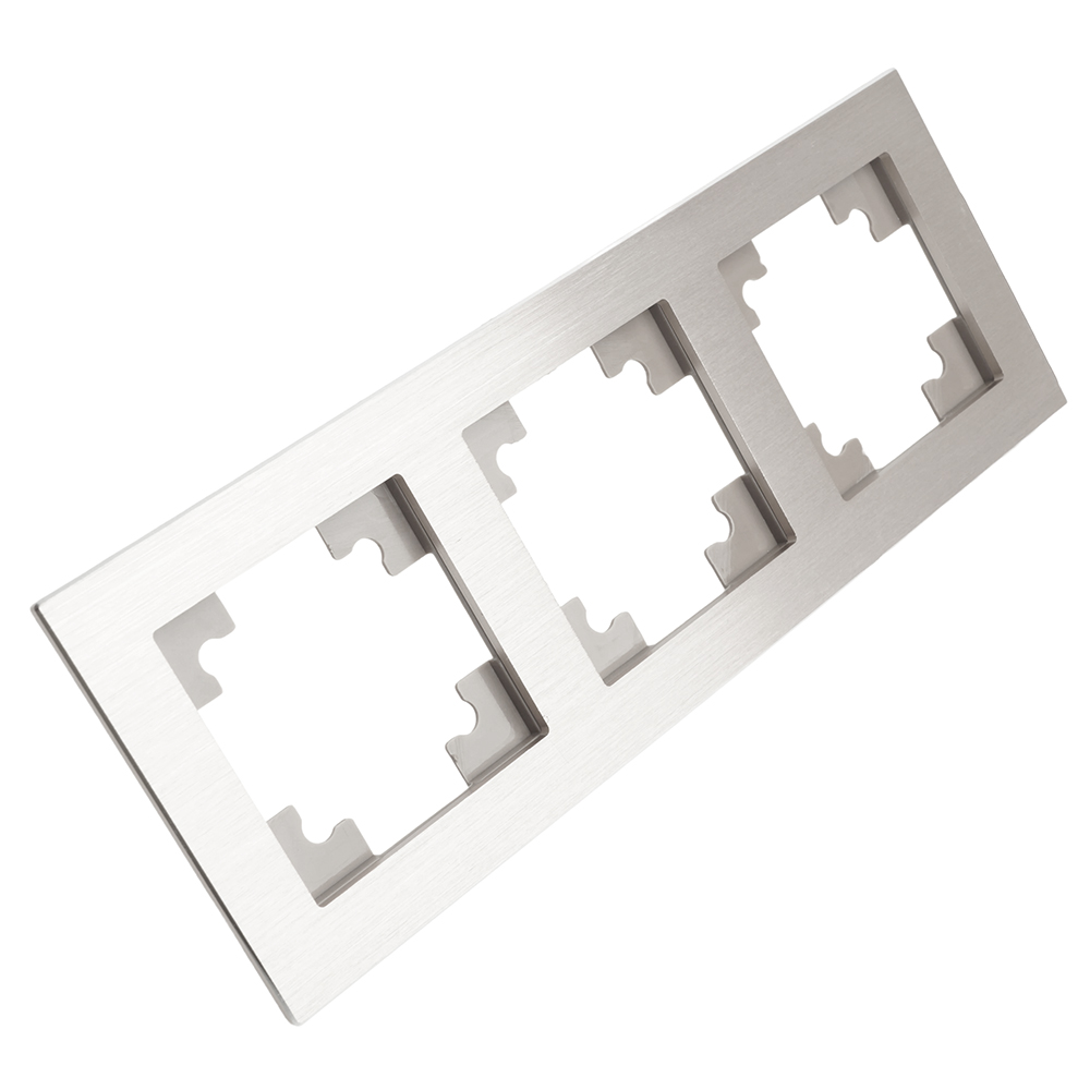 Рамка 3-местная, металл, STEKKER, MFR00-7003-03, серия Катрин, серебро