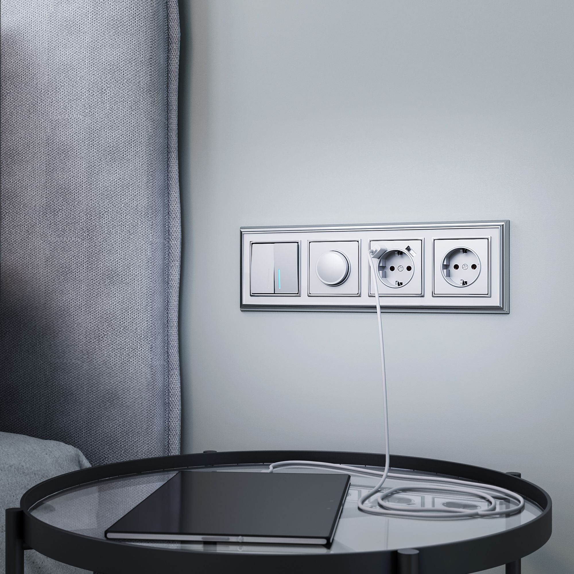 Рамка WERKEL Palacio на 4 поста (хром/белый) WL17-Frame-04 / W0041331 / a037695