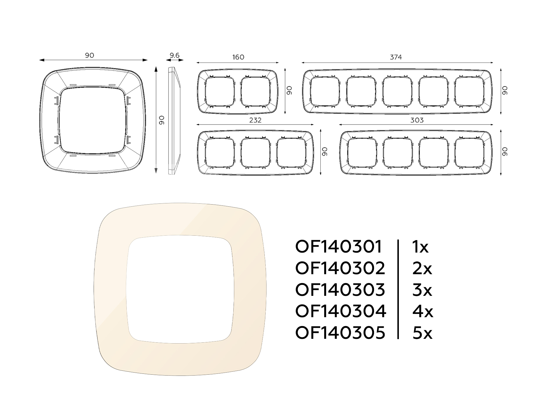 OF140305 Рамка OMEGA Ecta (Бежевый глянец) 5-ая