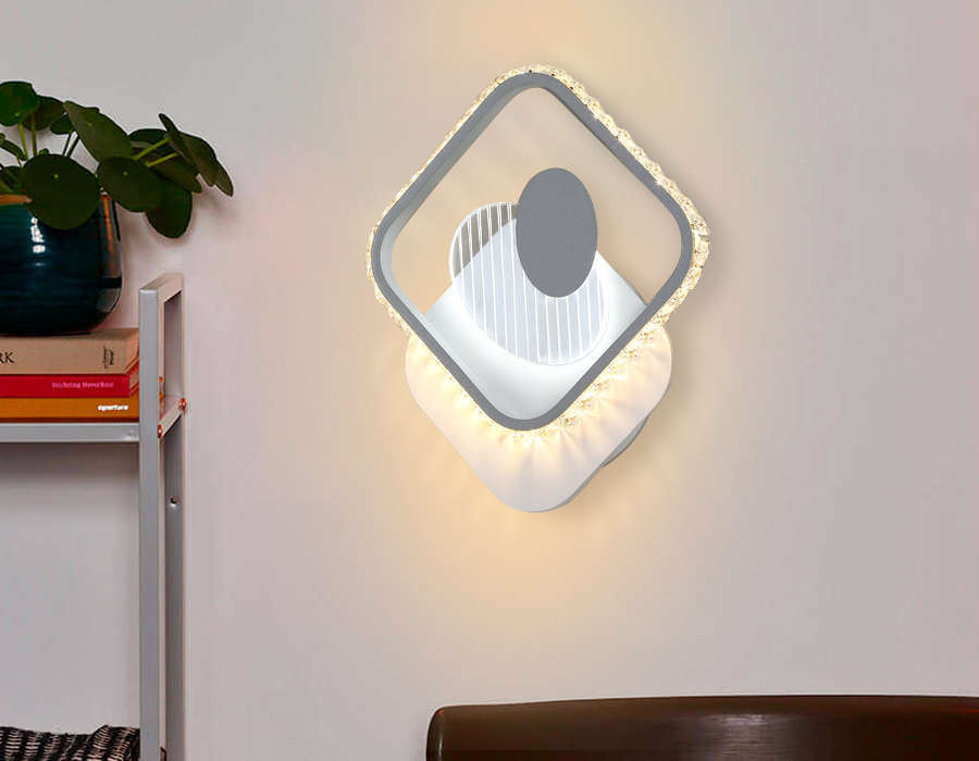 Настенный светодиодный светильник с выключателем Ambrella FA266 WH/GR белый/серый LED 3000K+6400K 16W 310*270*50