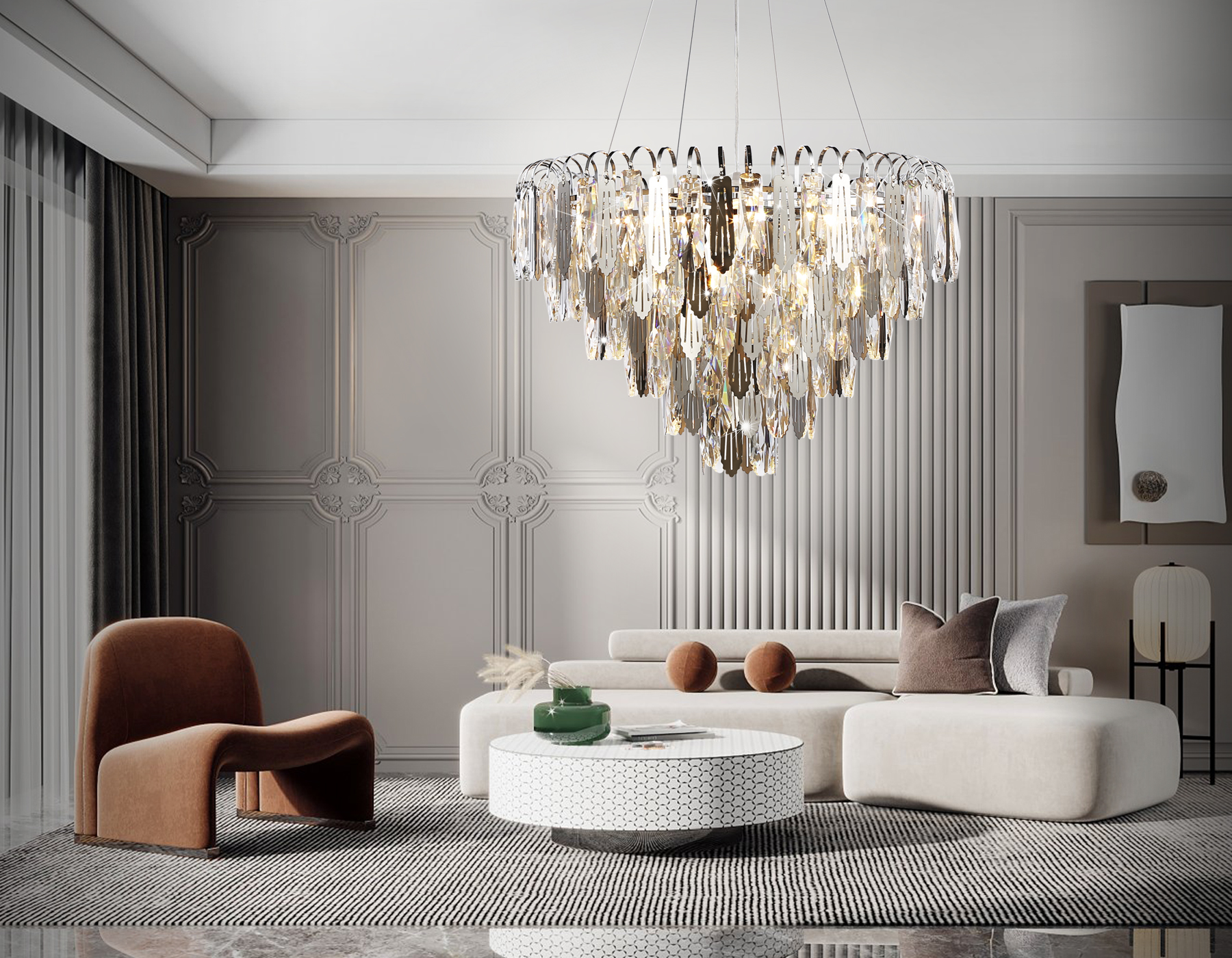 Подвесная люстра TR5257/11 CH/CL хром/прозрачный E27*11 max 40W D600*400