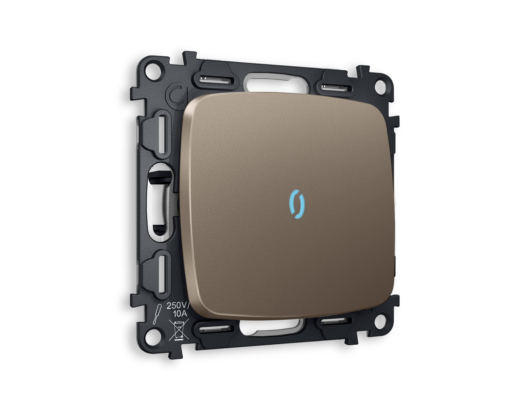 MO632040 Комплект механизма 1-кл проходного выключателя с подсветкой 10000K OMEGA Темная бронза матовый QUANT (OP6320, VM105, G29B)