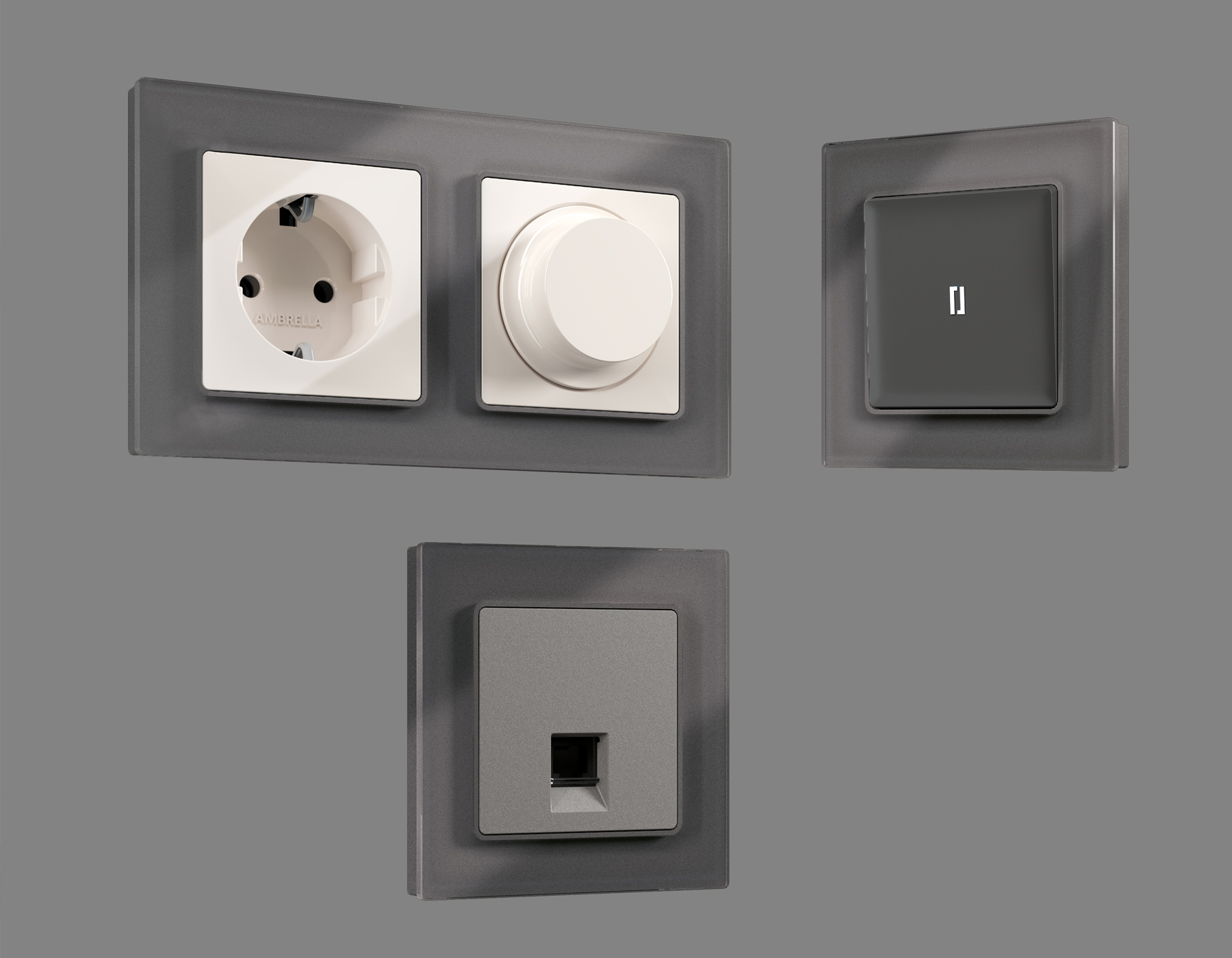 AF330654 Рамка ALFA Platos (Антрацит серый Стекло органическое) 4-ая