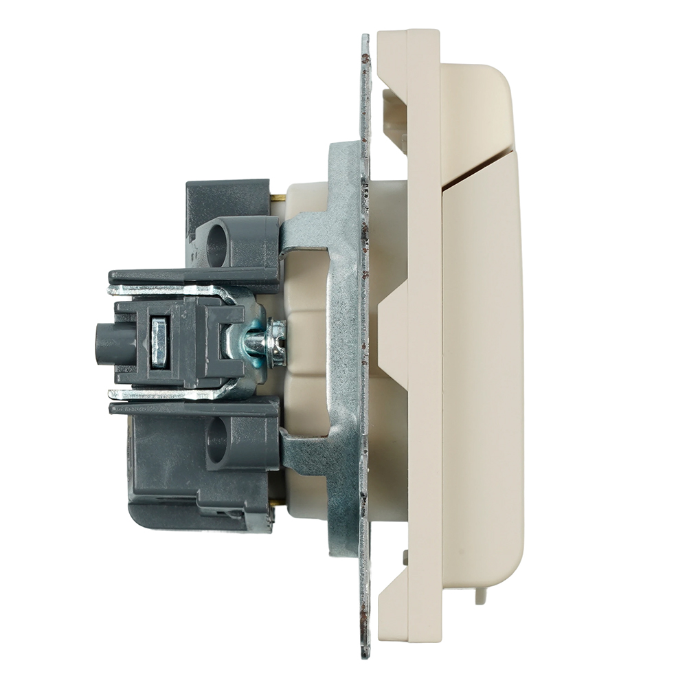 Розетка 1-местная с крышкой с защ. штор, STEKKER, с/з, 250В, 16А, серия Эмили, RST16-5112-08, кашемир, soft touch