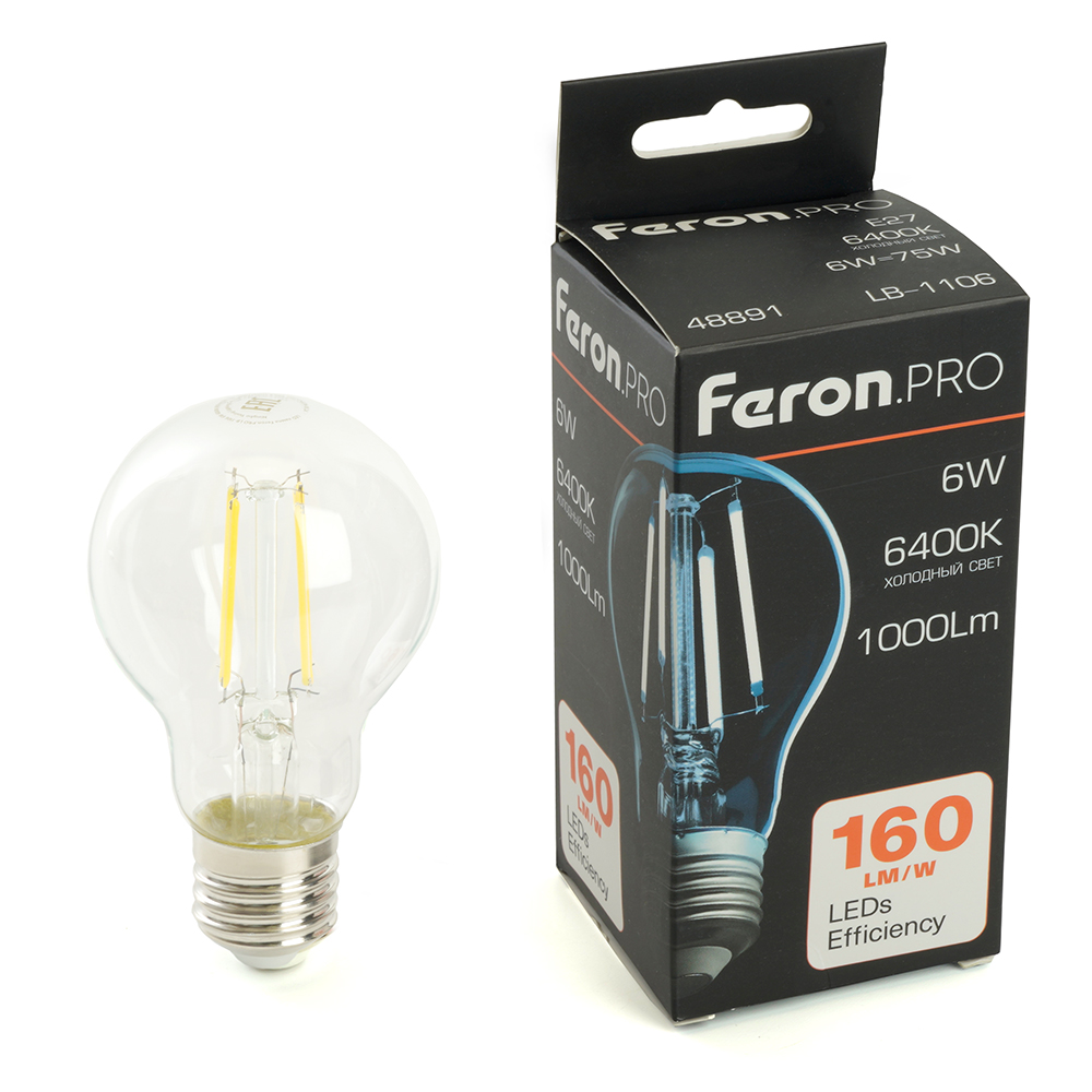 Лампа светодиодная Feron.PRO LB-1106 Шар E27 6W 175-265V 6400K Лампа светодиодная Feron.PRO LB-1106 Шар E27 6W 175-265V 6400K