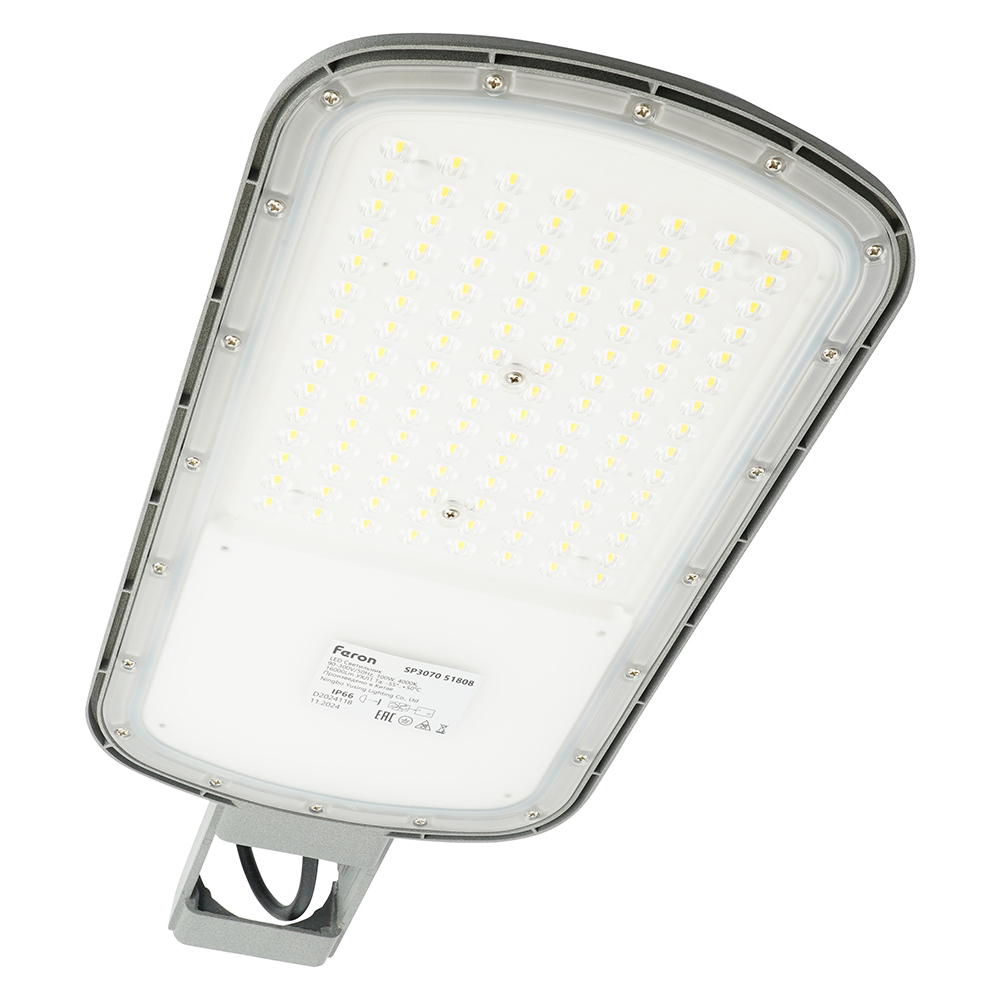 Светодиодный уличный консольный светильник Feron SP3070 100W 4000K AC90-300V, серый
