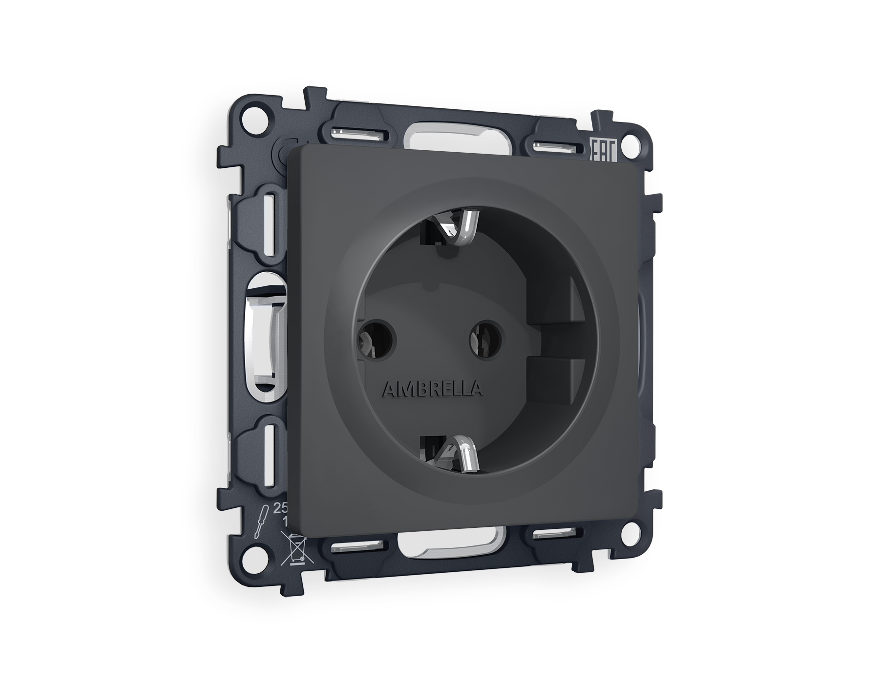 MA906010 Комплект механизма электрической розетки ALFA Графит мягкое касание с/з на винтовых зажимах QUANT (AP9060, VM141)