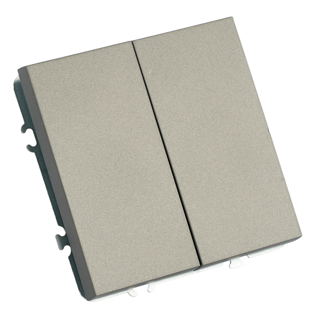 Переключатель 2-клавишный (механизм), STEKKER, 250В, 10А, серия Эмили, RSW10-5107-09, антрацит, soft touch