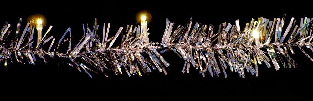 Светодиодная гирлянда Feron CL404 мишура теплый белый с питанием от батареек