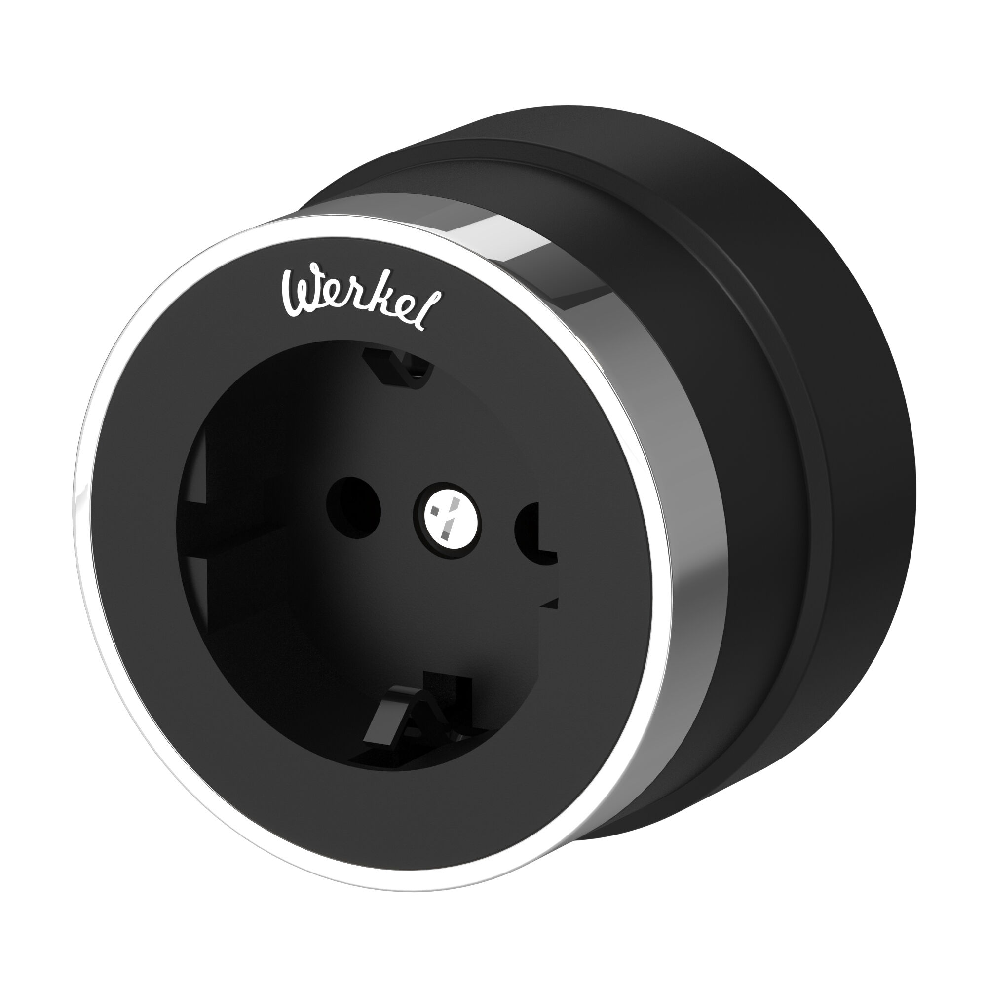 Розетка с заземлением Vintage Werkel (черный матовый/хром) W5871051