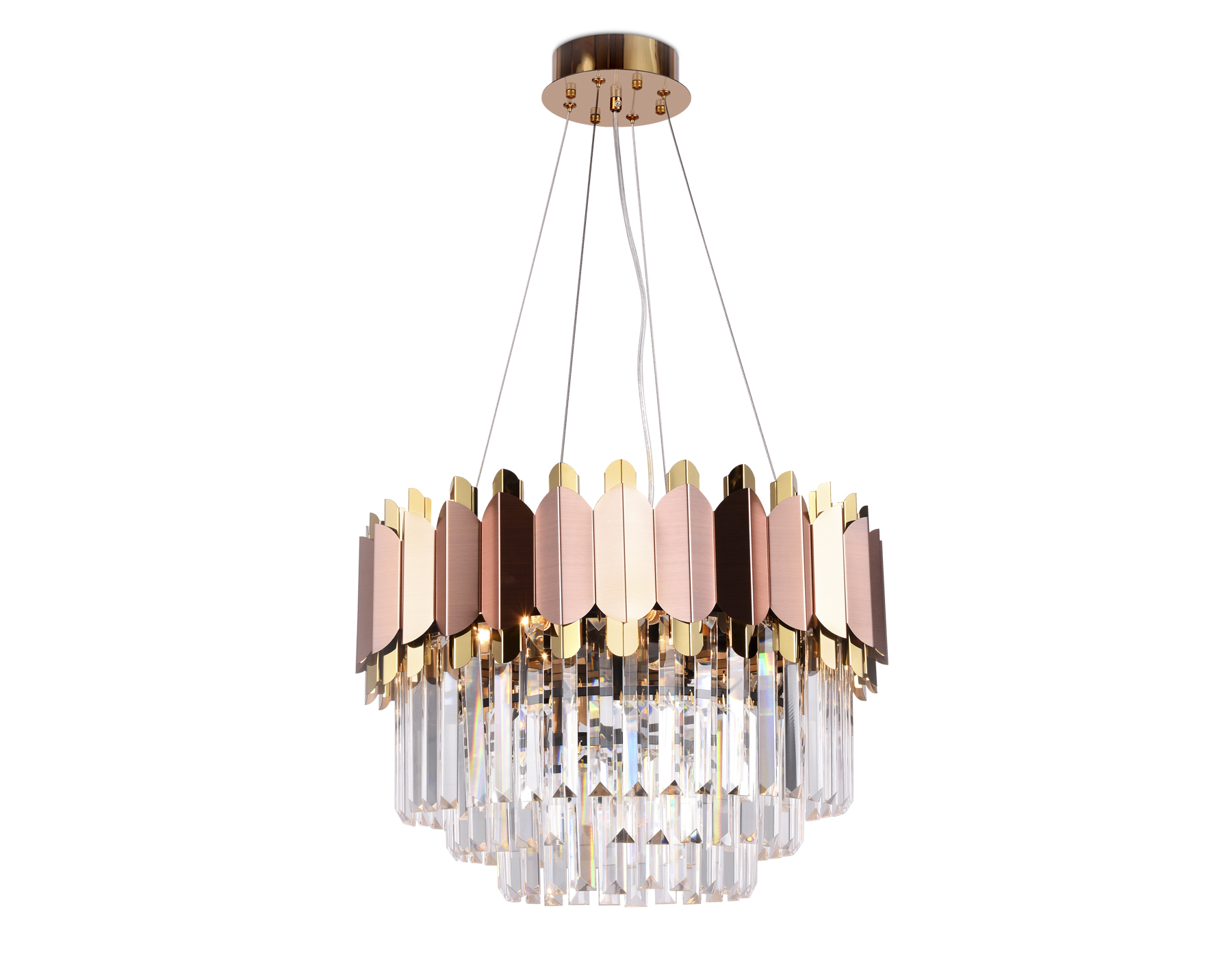Подвесная люстра с хрусталем Ambrella TR5290/8 PGD/GD розовое золото/золото E14/8 max 40W D500*880