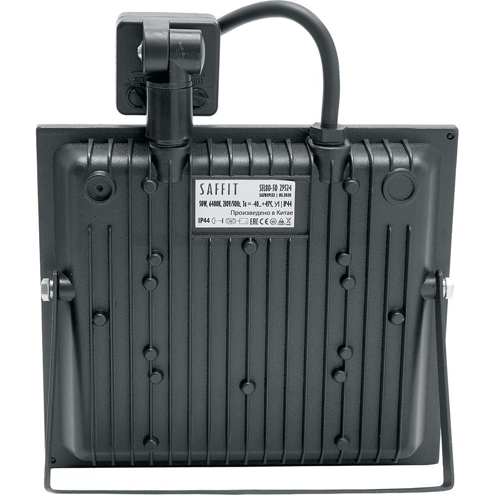 Светодиодный прожектор SAFFIT SFL80-30 IP65 30W 6400K с выносным  датчиком движения, черный, 29523