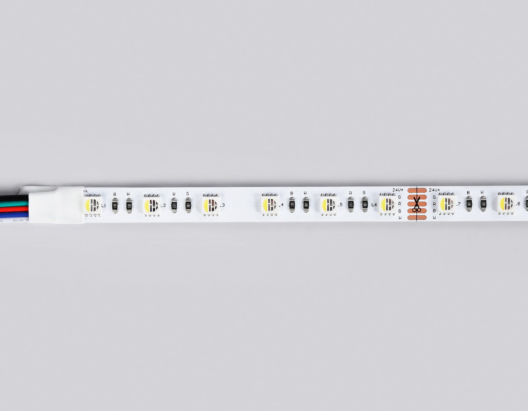 GS4403 5050 60Led/ 10W m/ 24V IP20 RGBW+6500K/ 5000*10*1.87mm (5 конт.)