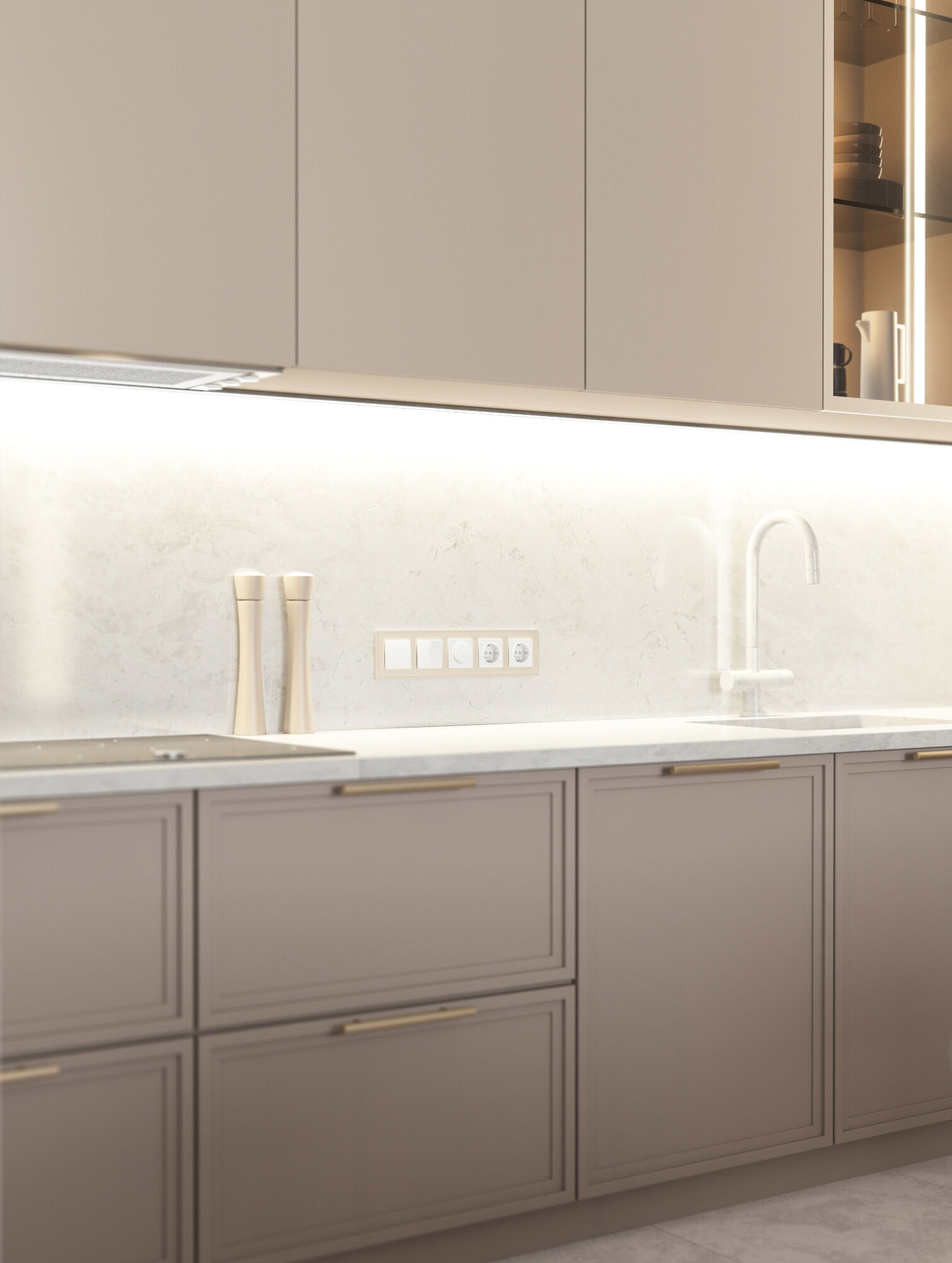 W0053111/ Рамка на 5 постов Senso (шампань, стекло soft-touch) W0053111