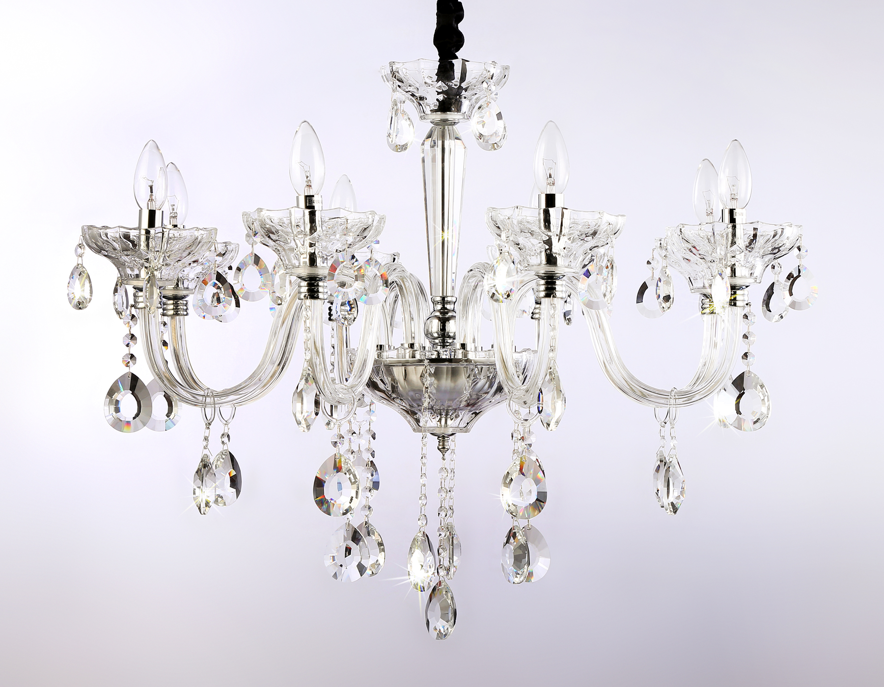 Подвесная люстра TR4906/8 CH/CL хром/прозрачный E14/8 max 40W D760*639