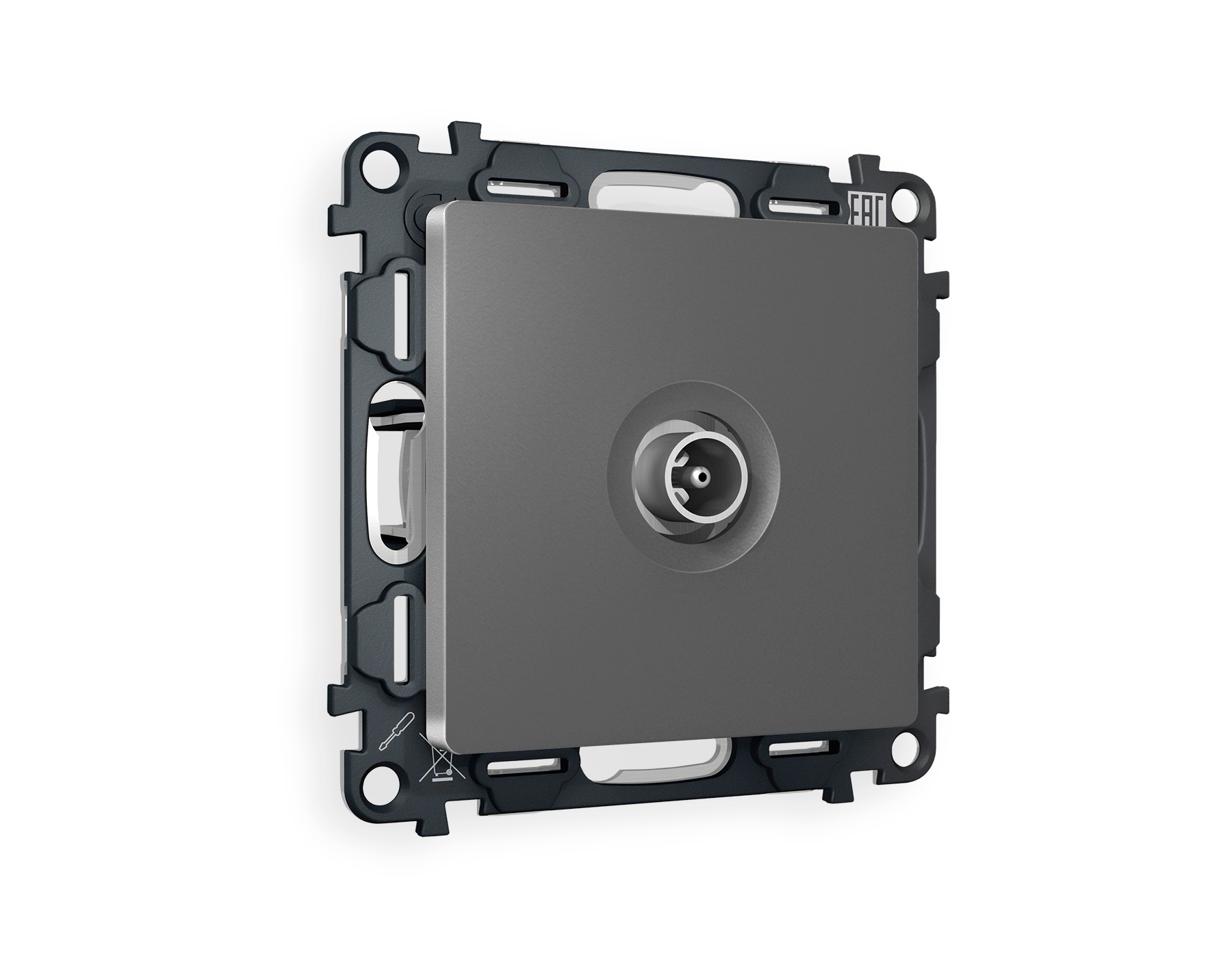 MA663030 Комплект механизма TV розетки проходной ALFA Антрацит серый 5-1000 MHz 4dB QUANT (AP6630, VM211)