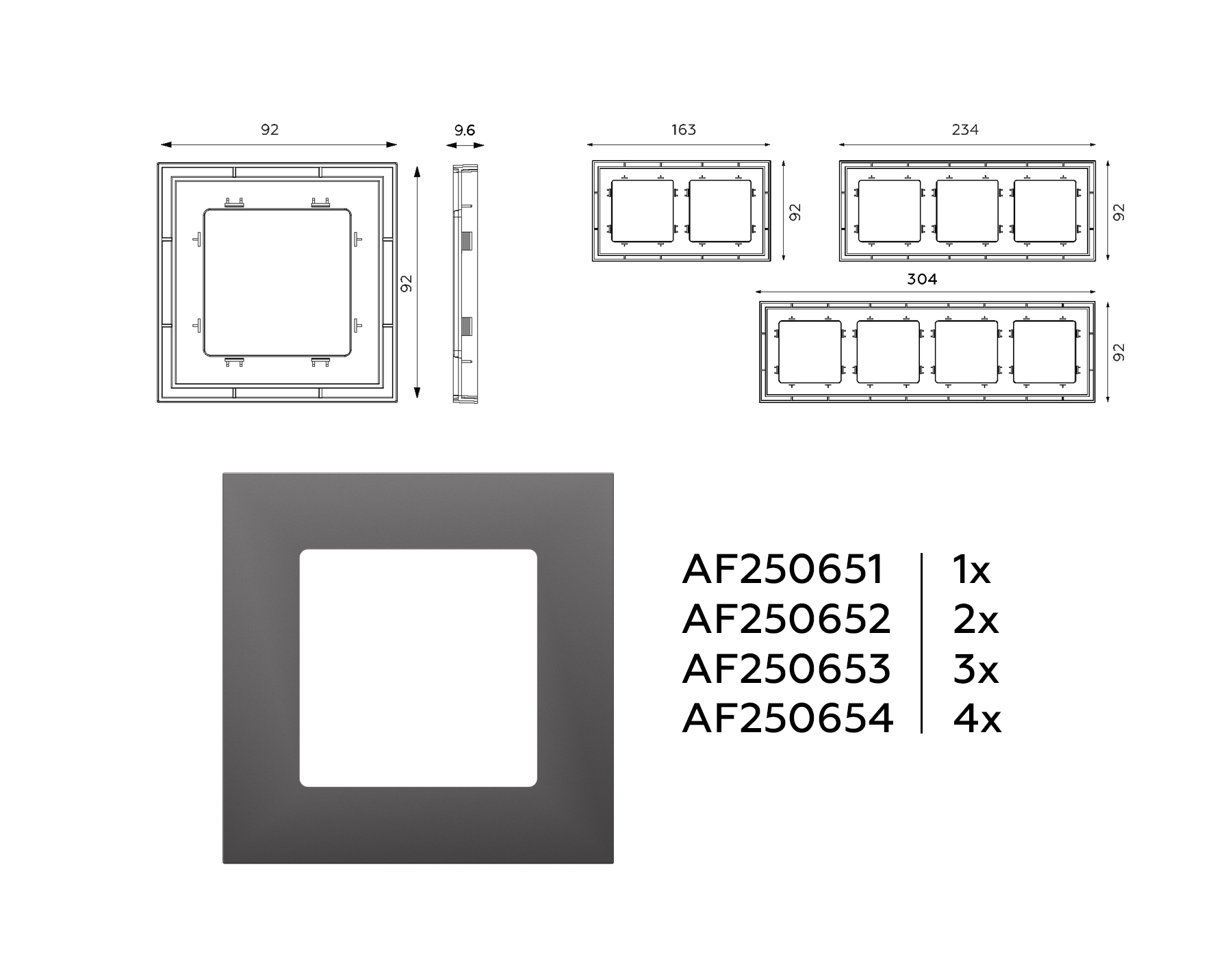 AF250652 Рамка ALFA Qubi (Антрацит серый) 2-ая