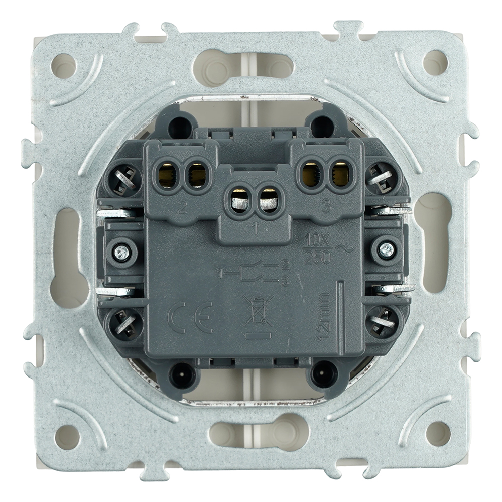 Выключатель 2-клавишный (механизм), STEKKER, 250В, 10А, серия Эмили, RSW10-5104-08, кашемир, soft touch