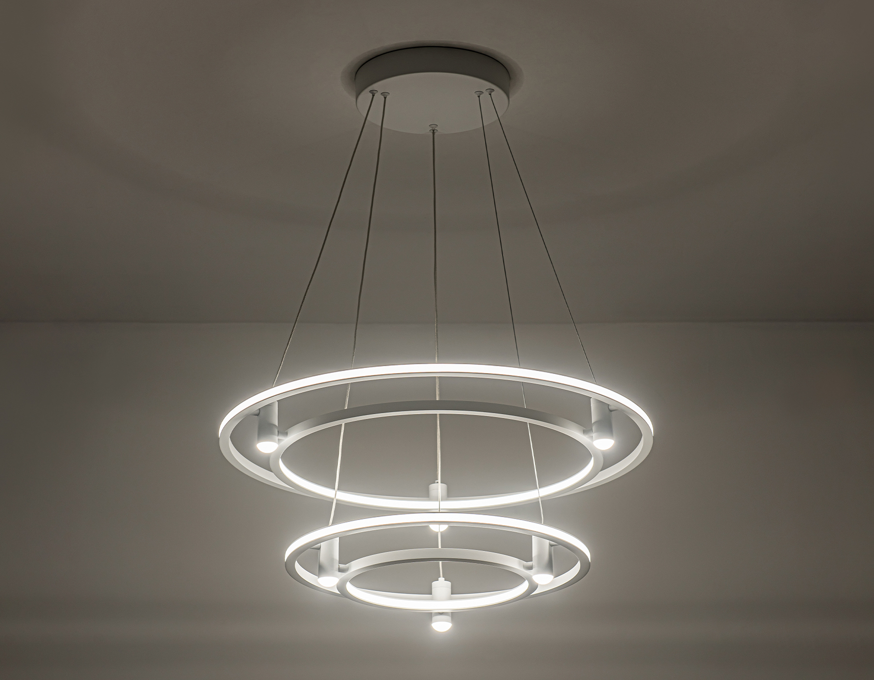 Подвесной LED светильник FL5542/2+6 WH белый 90W 3000K/4200K/6400K D600/400*1300 (без ПДУ)